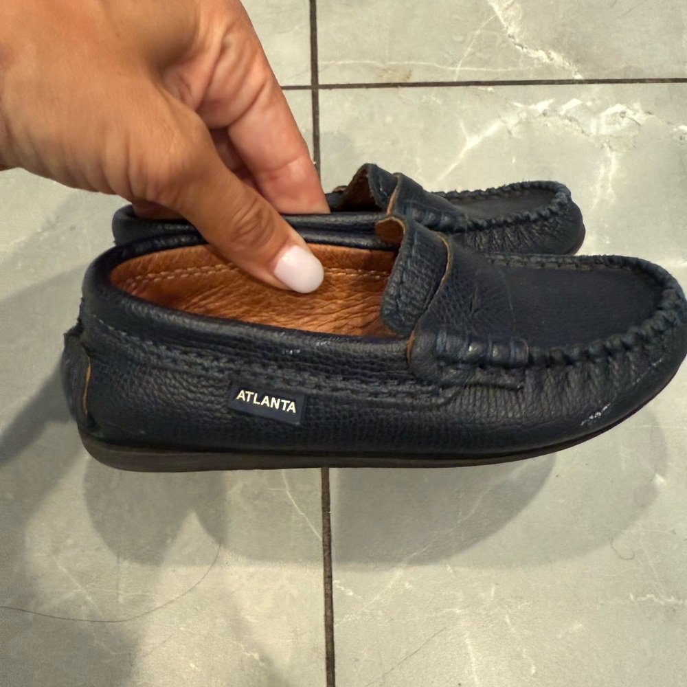 Boys Dark Blue Leather Loafers